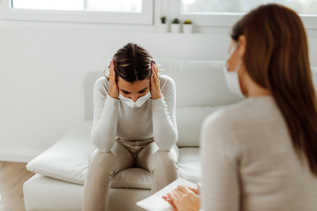 Stressed woman, feeling terrible and lonely.